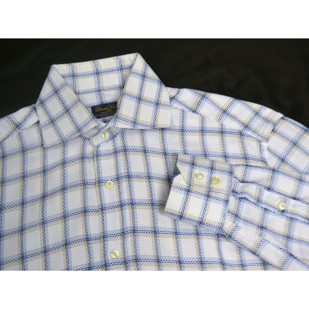 DAVID SADDLER Men's Long Sleeve Spread Collar Dress‎ Shirt SIZE MEDIUM